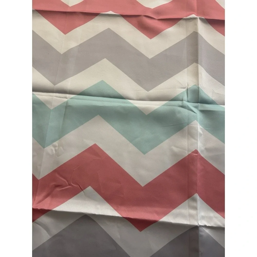 Chevron Print Curtain Panel Coral Aqua‎ Gray White Zig Zag